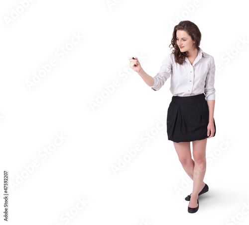 Photo: Young woman drawing on wihteboard Young woman drawing on wihteboard