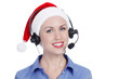 Christmas operator woman, isolated on white background