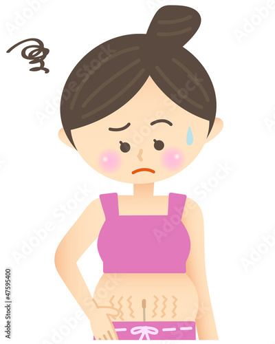 Illustration: 妊娠線に悩む女性 妊娠線に悩む女性