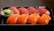 sushi on the black plate