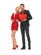 beautiful couple holding big heart