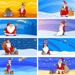Vector: Cartoon Greeting Cards with Santa Claus Cartoon Greeting Cards with Santa Claus