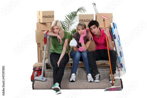 Photo: Tired friends on moving day Tired friends on moving day