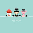 Sitting Fly Agaric, Chimney Sweep & Pig Retro