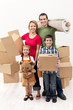 Family with two kids moving to a new house