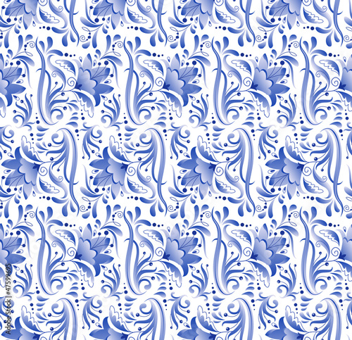 Vector: Russian national floral pattern in gzhel style. Russian national floral pattern in gzhel style.