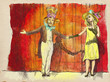 Actors after the end of the performance (thankslist).