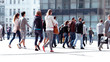 A large group of young men and women walking