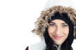 Photo: Beautiful girl in winter clothing isolated on white background Beautiful girl in winter clothing isolated on white background
