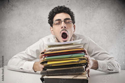 Photo: Office Worker Yawn Office Worker Yawn