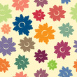 Multicolored seamless background with many sketchy flowers