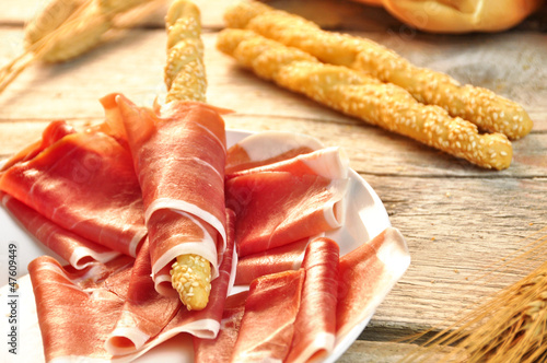 Photo: breadstick and ham breadstick and ham