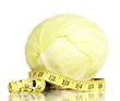 cabbage with measuring tape isolated on white