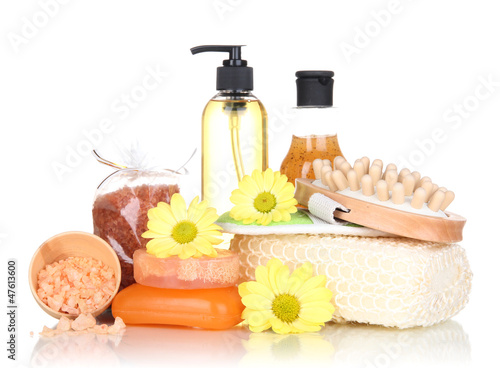 Photo: Set for care of a body isolated on white Set for care of a body isolated on white