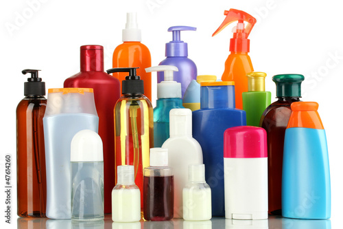 Photo: A lot of different cosmetic products for personal care isolated A lot of different cosmetic products for personal care isolated