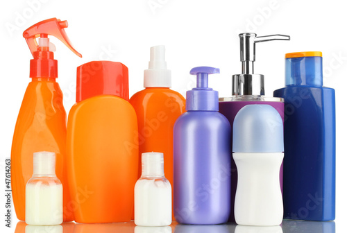 Photo: A lot of different cosmetic products for personal care isolated A lot of different cosmetic products for personal care isolated