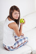 Beautiful woman with apple