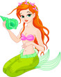 Vector: Beautiful Mermaid with sea shell Beautiful Mermaid with sea shell
