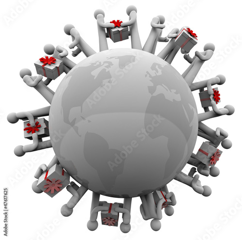 Illustration: Gift Giving Around World Presents Boxes Gift Giving Around World Presents Boxes