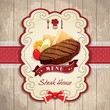 Vintage frame with Steak set template