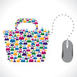 social media word in hand stock vector