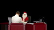 Santa Claus is sick, Doctor measuring blood pressure