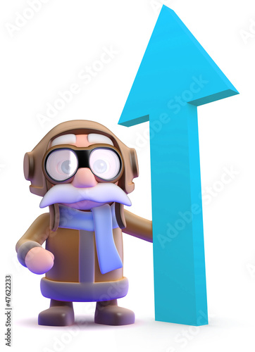 Illustration: Pilot next to arrow pointing up Pilot next to arrow pointing up