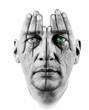 Insomnia - Face of man with hand`s