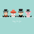 Sitting Ladybeetle, Fly Agaric, Chimney Sweep & Pig Retro