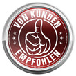 von kunden empfohlen button rot