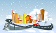 Vektor: Colorful Winter abstract vector city Colorful Winter abstract vector city