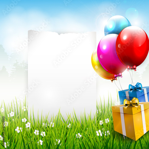 Vector: Realistic colorful birthday background with place for text Realistic colorful birthday background with place for text