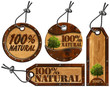 100% Natural - Wooden Tags - 4 items