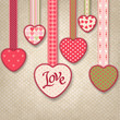 Retro background of vintage design with hearts.