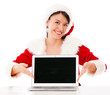 Mrs Claus with a laptop