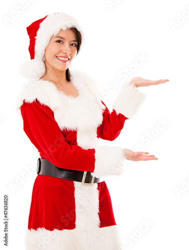 Photo: Female Santa displaying something Female Santa displaying something