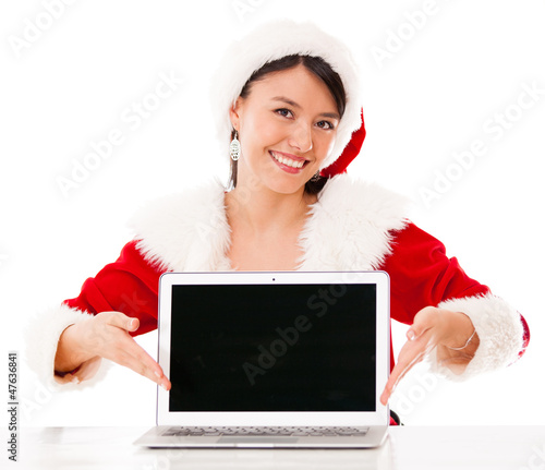 Photo: Mrs Claus with a laptop Mrs Claus with a laptop