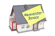 Haus mit Zettel und Hausmeisterservice