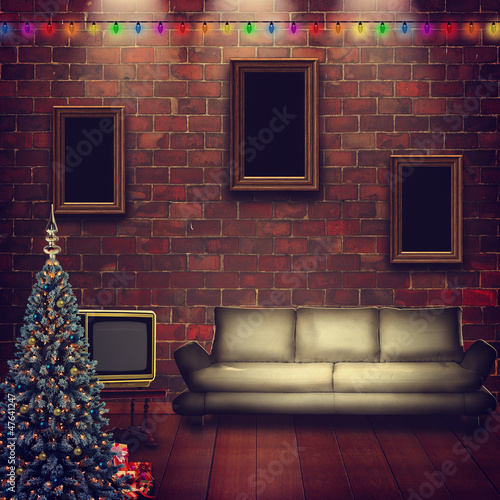 Photo: Abstract interior with xmas decoration for your design Abstract interior with xmas decoration for your design