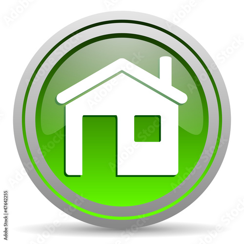 Illustration: home green glossy icon on white background home green glossy icon on white background