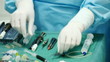 hands of nurses. instruments for the operation.
