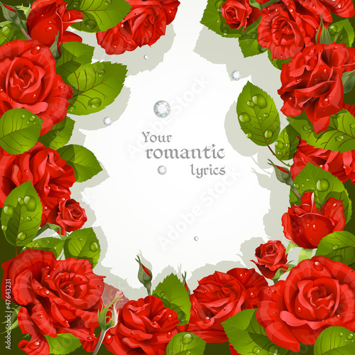Vector: Frame from red roses with a field for your text Frame from red roses with a field for your text