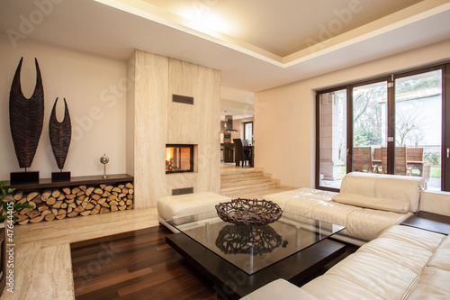 Photo: Travertine house: beige living room Travertine house: beige living room