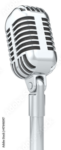 Illustration: Mic. Classic Microphone on a stand. Isolated. Mic. Classic Microphone on a stand. Isolated.