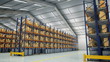 Camera travels inside a large warehouse. Seamless loop.