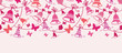 Vector bells and butterflies horizontal seamless pattern