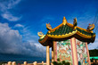 Chinese style pavilion. On the bright sky.
