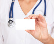 Female doctor shows empty white card