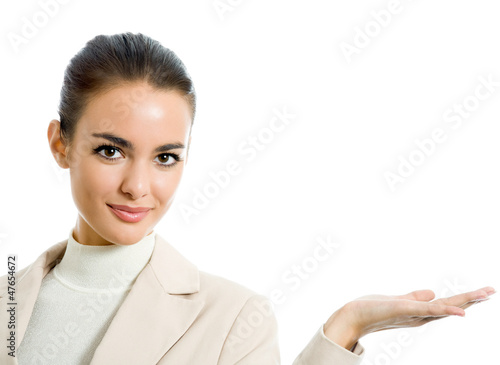 Photo: Photo of showing businesswoman, isolated on white Photo of showing businesswoman, isolated on white
