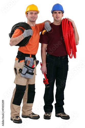Photo: Electrician and plumber Electrician and plumber